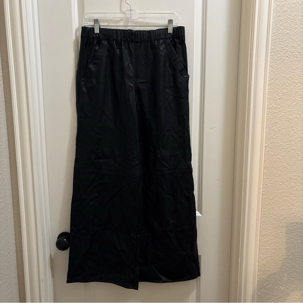 We The Free Free People Night Ride Pull On Wide Leg Pants Faux Leather Chic - Picture 3 of 5